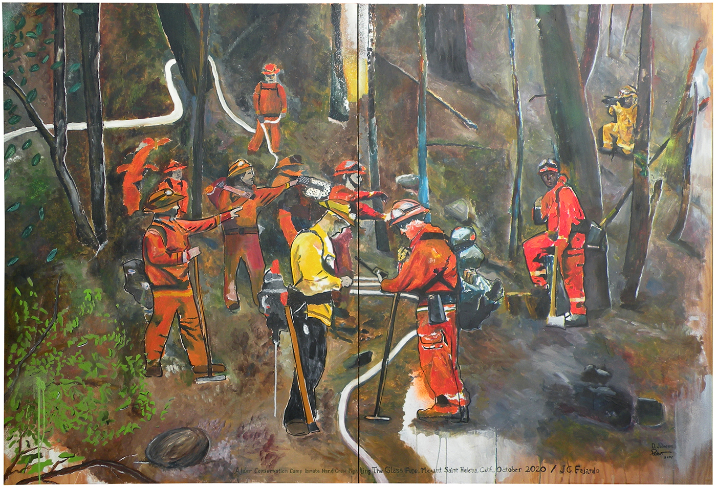 David Johnson and Patrick Cant, Alder Conservation Camp Inmate Hand Crew Fighting the Glass Fire, 2021